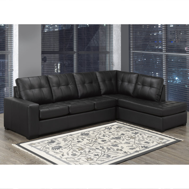 Latitude Run® Yeprad Top Grain Leather Tufted Sectional Sofa Right